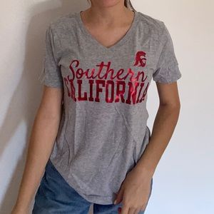 USC Trojan Gray V-Neck Short-Sleeve Shirt